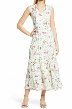 Mouwloze maxi-jurk met bloemenprint 