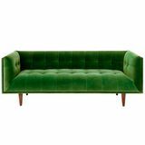 Cirrus Velvet en Wood Sofa in Grass Green